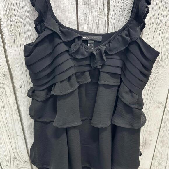 🖤 MNG Black Layered Ruffle Mini Dress | Soft Flirty Party Style XXS 🖤 - Picture 1 of 8